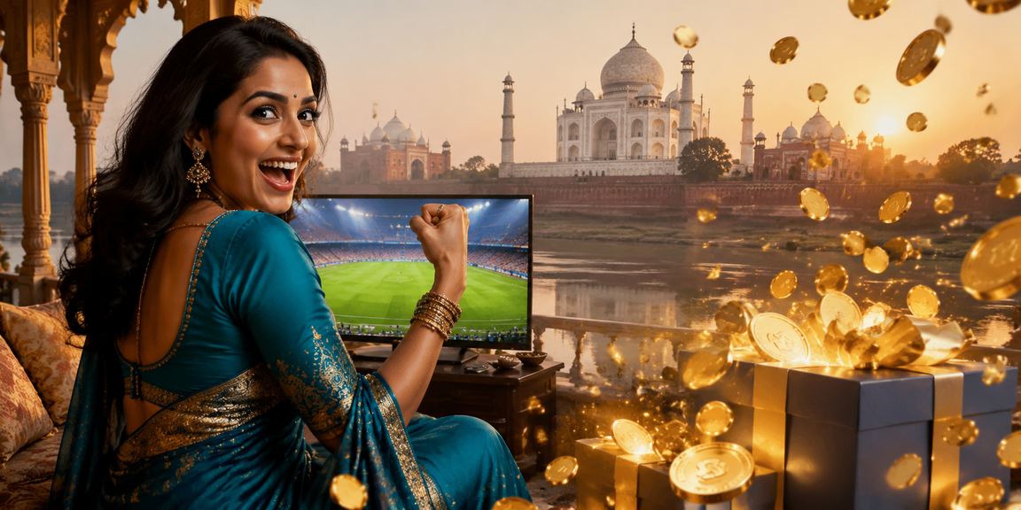 Crowd cheering at cricket stadium in India